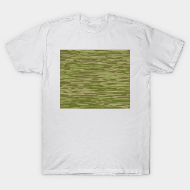 Hand drawn thin lines - sand on green T-Shirt by Chris W